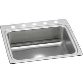 Lustertone Classic Stainless Steel 25" X 22" X 8-1/8" 5-Hole Single Bowl Drop-In Sink, LR25225