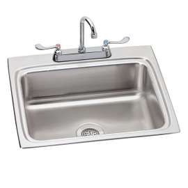 Lustertone Classic Stainless Steel 25" X 22" X 8-1/8" 3-Hole Single Bowl Drop-In Sink + Faucet Kit, LR2522C