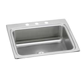 Lustertone Classic Stainless Steel 25" X 22" X 8-1/8" 3-Hole Single Bowl Drop-In Sink With Perfect Drain(R), LR2522PD3