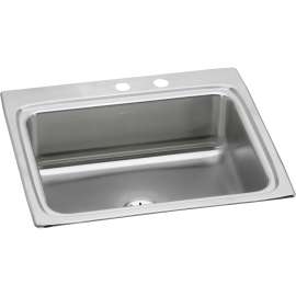 Lustertone Classic Stainless Steel 25" X 22" X 8-1/8" Mr2-Hole Single Bowl Drop-In Sink With Perfect Drain(R), LR2522PDMR2