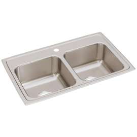 Lustertone Classic Stainless Steel 29" X 18" X 7-5/8" 1-Hole Equal Double Bowl Drop-In Sink, LR29181
