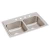 Lustertone Classic Stainless Steel 29" X 18" X 7-5/8" 4-Hole Equal Double Bowl Drop-In Sink, LR29184