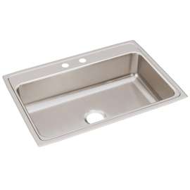 Lustertone Classic Stainless Steel 31" X 22" X 7-5/8" 2-Hole Single Bowl Drop-In Sink, LR31222