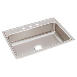 Lustertone Classic Stainless Steel 31" X 22" X 7-5/8" 3-Hole Single Bowl Drop-In Sink, LR31223