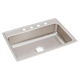Lustertone Classic Stainless Steel 31" X 22" X 7-5/8" 4-Hole Single Bowl Drop-In Sink, LR31224