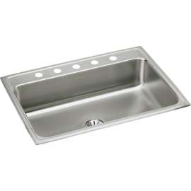 Lustertone Classic Stainless Steel 31" X 22" X 7-5/8" 5-Hole Single Bowl Drop-In Sink With Perfect Drain(R), LR3122PD5