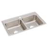 Lustertone Classic Stainless Steel 33" X 19-1/2" X 7-5/8" 1-Hole Equal Double Bowl Drop-In Sink, LR33191