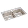 Lustertone Classic Stainless Steel 33" X 19-1/2" X 7-5/8" 3-Hole Equal Double Bowl Drop-In Sink, LR33193