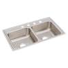 Lustertone Classic Stainless Steel 33" X 19-1/2" X 7-5/8" 4-Hole Equal Double Bowl Drop-In Sink, LR33194