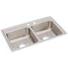 Lustertone Classic Stainless Steel 33" X 19-1/2" X 7-5/8" Mr2-Hole Equal Double Bowl Drop-In Sink, LR3319MR2