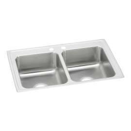 Lustertone Classic Stainless Steel 33" X 21-1/4" X 7-7/8" 2-Hole Equal Double Bowl Drop-In Sink, LR33212