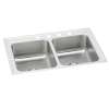 Lustertone Classic Stainless Steel 33" X 21-1/4" X 7-7/8" 2-Hole Equal Double Bowl Drop-In Sink W/ Perfect Drain(R), LR3321PD2