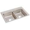 Lustertone Classic Stainless Steel 33" X 22" X 8-1/8", 0-Hole Equal Double Bowl Drop-In Sink, LR33220