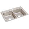 Lustertone Classic Stainless Steel 33" X 22" X 8-1/8" 2-Hole Equal Double Bowl Drop-In Sink, LR33222