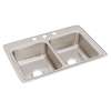 Lustertone Classic Stainless Steel 33" X 22" X 8-1/8" 3-Hole Equal Double Bowl Drop-In Sink, LR33223