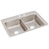 Lustertone Classic Stainless Steel 33" X 22" X 8-1/8" Mr2-Hole Equal Double Bowl Drop-In Sink, LR3322MR2