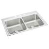 Lustertone Classic Stainless Steel 33" X 22" X 8-1/8" 3-Hole Equal Double Bowl Drop-In Sink With Perfect Drain(R), LR3322PD3