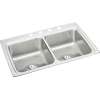 Lustertone Classic Stainless Steel 33" X 22" X 8-1/8" 4-Hole Equal Double Bowl Drop-In Sink With Perfect Drain(R), LR3322PD4