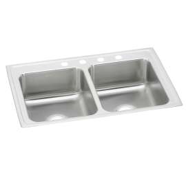 Lustertone Classic Stainless Steel 43" X 22" X 7-5/8" 1-Hole Equal Double Bowl Drop-In Sink, LR43221