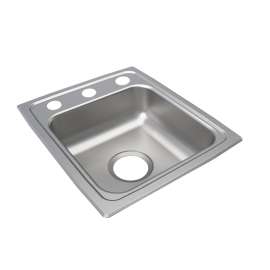 Lustertone Classic Stainless Steel 15" X 17-1/2" X 5-1/2" 3-Hole Single Bowl Drop-In Ada Sink, LRAD1517553