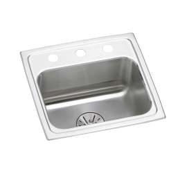 Lustertone Classic Stainless Steel 17" X 16" X 6-1/2" 1-Hole Single Bowl Drop-In Ada Sink With Perfect Drain(R), LRAD171665PD1