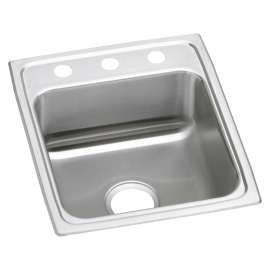 Lustertone Classic Stainless Steel 17" X 20" X 5-1/2" 3-Hole Single Bowl Drop-In Ada Sink, LRAD1720553