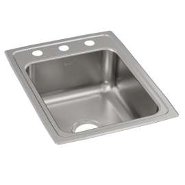 Lustertone Classic Stainless Steel 17" X 22" X 5-1/2" 3-Hole Single Bowl Drop-In Ada Sink, LRAD1722553