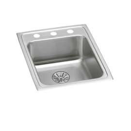 Lustertone Classic Stainless Steel 17" X 22" X 6-1/2" 3-Hole Single Bowl Drop-In Ada Sink With Perfect Drain(R), LRAD172265PD3