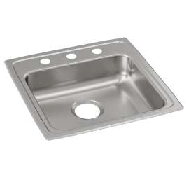 Lustertone Classic Stainless Steel 19-1/2" X 19" X 5" 3-Hole Single Bowl Drop-In Ada Sink, LRAD1919503