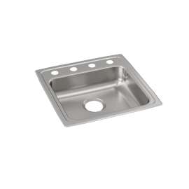 Lustertone Classic Stainless Steel 19-1/2" X 19" X 5" Os4-Hole Single Bowl Drop-In Ada Sink, LRAD191950OS4