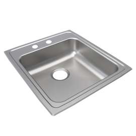 Lustertone Classic Stainless Steel 19-1/2" X 22" X 6-1/2" 2-Hole Single Bowl Drop-In Ada Sink, LRAD2022652