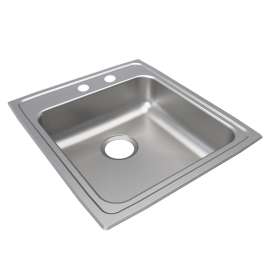 Lustertone Classic Stainless Steel 19-1/2" X 22" X 6-1/2" Mr2-Hole Single Bowl Drop-In Ada Sink, LRAD202265MR2
