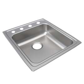 Lustertone Classic Stainless Steel 19-1/2" X 22" X 6-1/2" Os4-Hole Single Bowl Drop-In Ada Sink, LRAD202265OS4