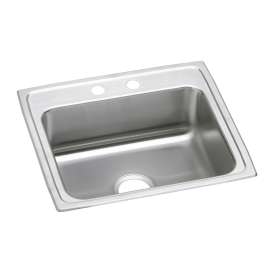 Lustertone Classic Stainless Steel 22" X 19-1/2" X 4" 2-Hole Single Bowl Drop-In Ada Sink, LRAD2219402