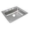 Lustertone Classic Stainless Steel 22" X 19-1/2" X 5" 3-Hole Single Bowl Drop-In Ada Sink, LRAD2219503