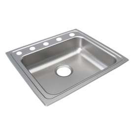 Lustertone Classic Stainless Steel 22" X 19-1/2" X 5" 5-Hole Single Bowl Drop-In Ada Sink, LRAD2219505