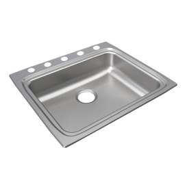 Lustertone Classic Stainless Steel 25" X 22" X 5-1/2" 5-Hole Single Bowl Drop-In Ada Sink, LRAD2522555