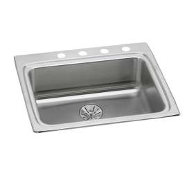 Lustertone Classic Stainless Steel 25" X 22" X 6-1/2" 5-Hole Single Bowl Drop-In Ada Sink W/Perfect Drain(R), LRAD252265PD5