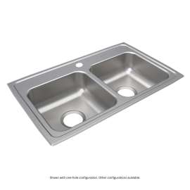 Lustertone Classic Stainless Steel 29" X 18" X 6" 4-Hole Equal Double Bowl Drop-In Ada Sink, LRAD2918604