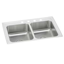 Lustertone Classic Stainless Steel 29" X 18" X 6-1/2" 1-Hole Equal Double Bowl Drop-In Ada Sink With Perfect Drain(R), LRAD291865PD1