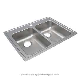 Lustertone Classic Stainless Steel 29" X 22" X 6-1/2", 0-Hole Equal Double Bowl Drop-In Ada Sink, LRAD2922650