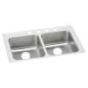 Lustertone Classic Stainless Steel 33" X 19-1/2" X 6-1/2" 4-Hole Equal Double Bowl Drop-In Ada Sink, LRAD3319654