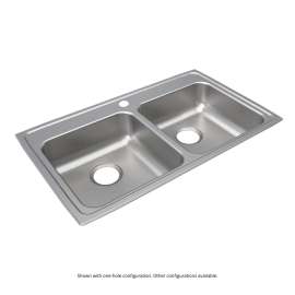 Lustertone Classic Stainless Steel 33" X 19-1/2" X 6-1/2" 5-Hole Equal Double Bowl Drop-In Ada Sink, LRAD3319655
