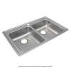 Lustertone Classic Stainless Steel 33" X 21-1/4" X 6" 4-Hole Equal Double Bowl Drop-In Ada Sink, LRAD3321604