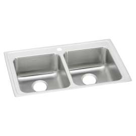 Lustertone Classic Stainless Steel 33" X 21-1/4" X 6-1/2" 1-Hole Equal Double Bowl Drop-In Ada Sink, LRAD3321651