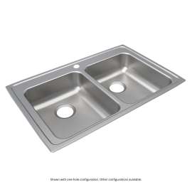 Lustertone Classic Stainless Steel 33" X 21-1/4" X 6-1/2" 4-Hole Equal Double Bowl Drop-In Ada Sink, LRAD3321654