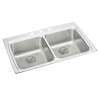 Lustertone Classic Stainless Steel 33" X 22" X 6-1/2" 4-Hole Equal Double Bowl Drop-In Ada Sink W/ Perfect Drain(R), LRAD332265PD4