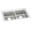 Lustertone Classic Stainless Steel 37" X 22" X 6" 3-Hole Equal Double Bowl Drop-In Ada Sink, LRAD3722603