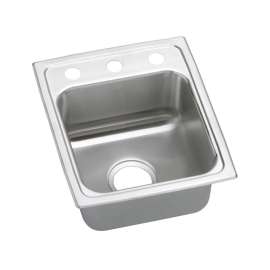 Lustertone Classic Stainless Steel 13" X 16" X 6-1/2" 2-Hole Single Bowl Drop-In Ada Sink With Quick-Clip, LRADQ1316652