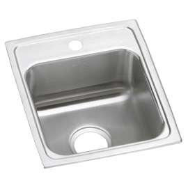 Lustertone Classic Stainless Steel 15" X 17-1/2" X 6" 1-Hole Single Bowl Drop-In Ada Sink With Quick-Clip, LRADQ1517601